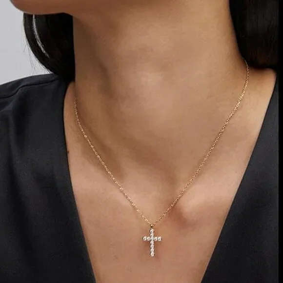 Cross Crystal Pendant Necklace, Fashion Jewelry for Women